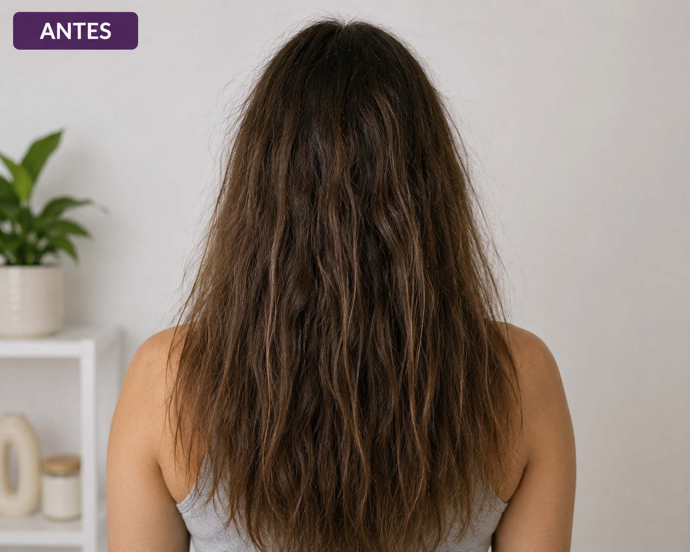Cabello antes de incorporar el producto a la rutina